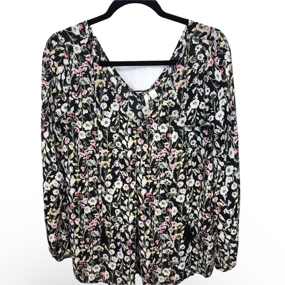 LC Lauren Conrad Floral Tunic top long sleeves New - Picture 10 of 12